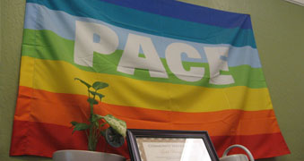 Picture of the PACE LGBTQIA+ Flag that used to hang in the resource room
