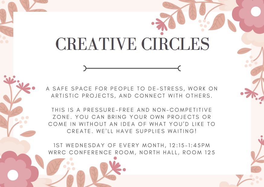 Creative Circles Flier with location, time and day of programs