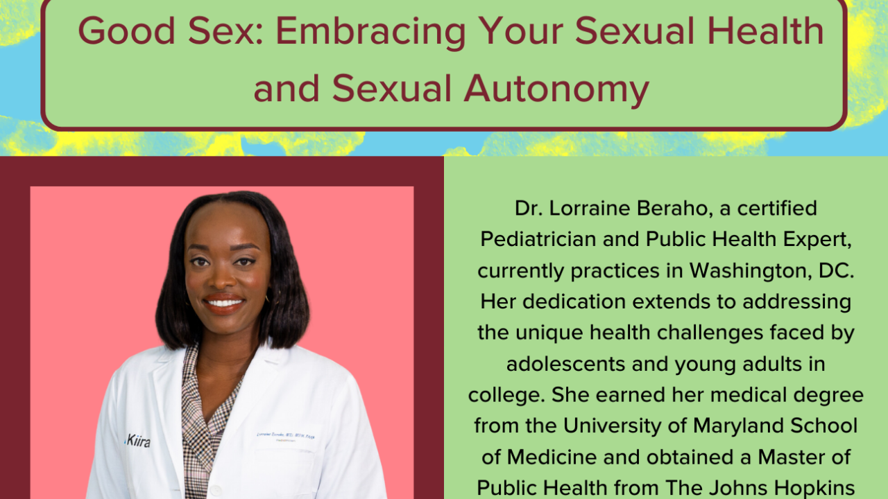 Kiira Ask the Provider Event flier. Green blue and yellow background with pink and red text and image boxes. Headshots of providers and student as well as location, time, and date are included.