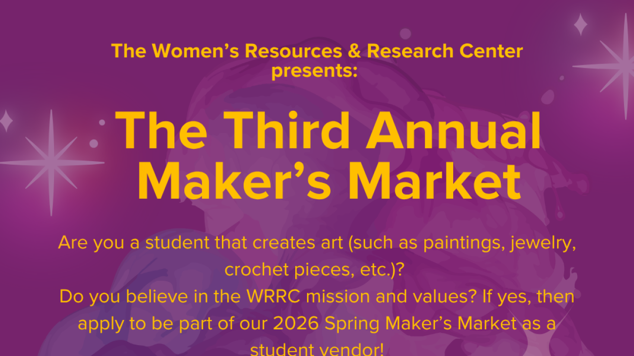 Purple-pink flyer for The Third Annual Maker’s Market with star accents
