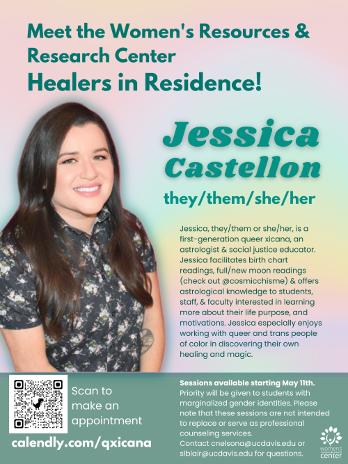Jessica HIR poster. They are smiling and wearing a patterned shirt with their hair around their shoulders. There is a bio and QR code.